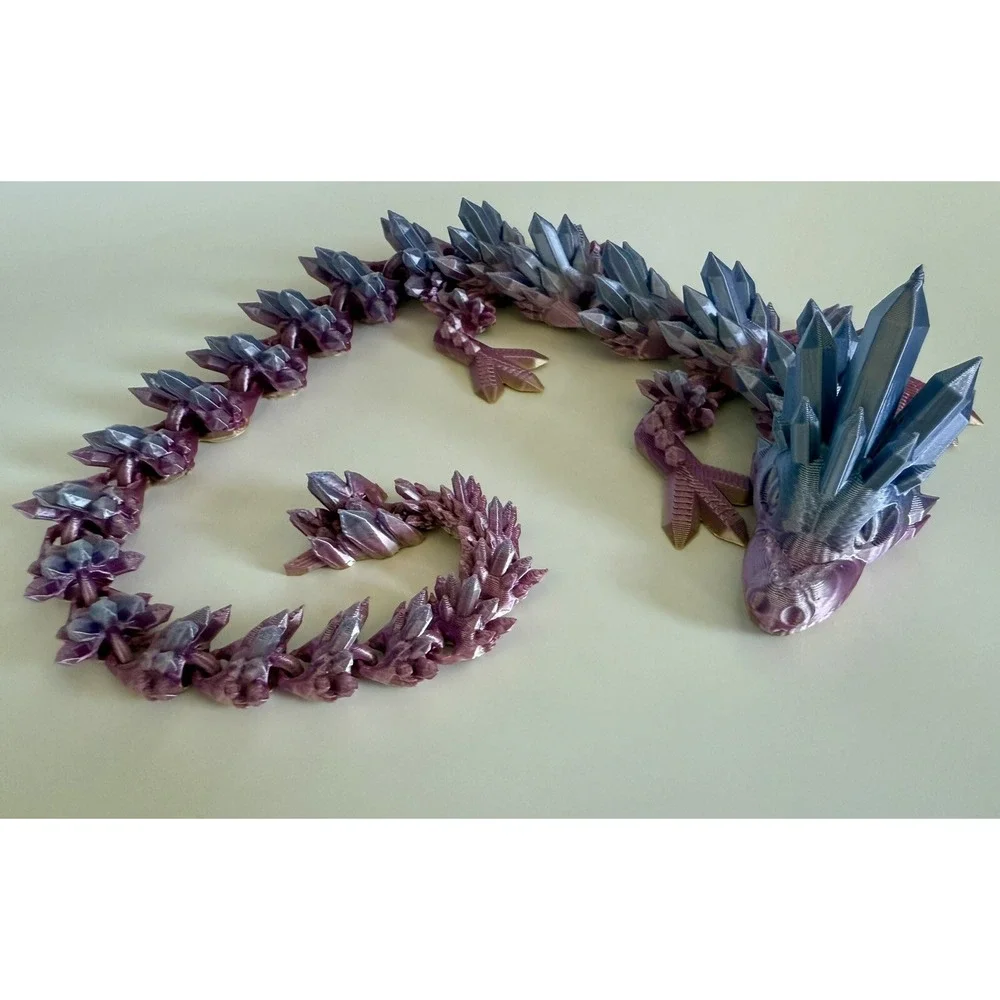 Articulated Crystal Dragon Fidget Toy 3D‎ Printed Flexible Sculpture